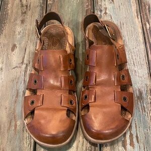 Born Fisherman Sandals Leather Comfort Mens Shoes Brown Closed Toe Size 13
